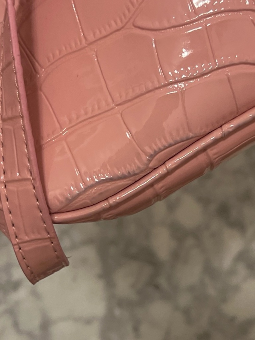 Pink Croc-Embossed Mini Shoulder Bag - Picture 4 of 7